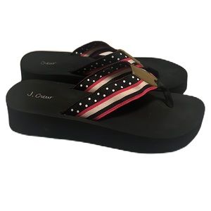 J.Crew, Slip On Platform flip Flops, Multi Colors, Size 6-7